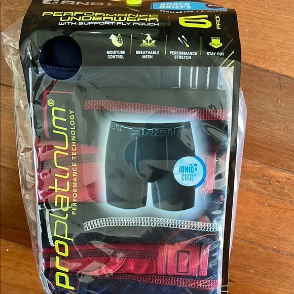 NWT 2XL AND1 Men's Pro Platinum 6-Inch Boxer Briefs Support Fly Pouch – 6-Pack - Picture 1 of 5